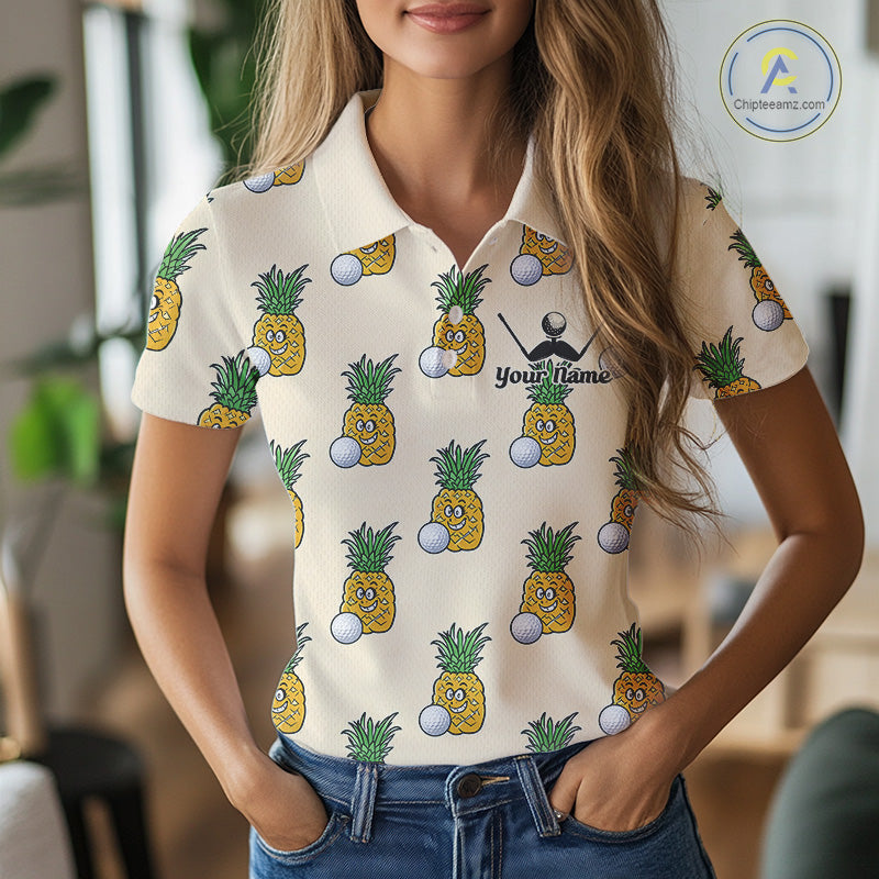 Personalized Funny Pineapple Pattern Womens Golf Polo Shirts Best Golf Gifts For Family Team  NHT779