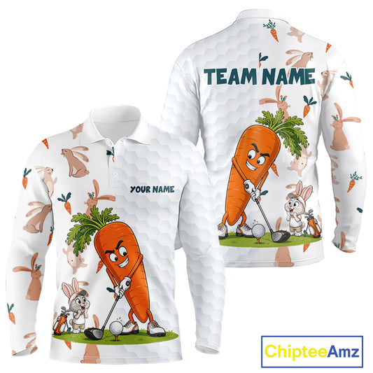 Rabbit Carrot Golf Polo Shirt Funny Golfer Bunny Custom Team Name Jersey NHT892