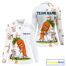 Load image into Gallery viewer, Rabbit Carrot Womens Golf Polo Shirt Funny Golfer Bunny Custom Team Name Jersey NHT892
