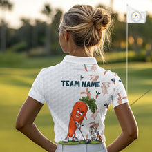 Load image into Gallery viewer, Rabbit Carrot Womens Golf Polo Shirt Funny Golfer Bunny Custom Team Name Jersey NHT892
