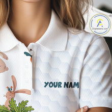 Load image into Gallery viewer, Rabbit Carrot Womens Golf Polo Shirt Funny Golfer Bunny Custom Team Name Jersey NHT892