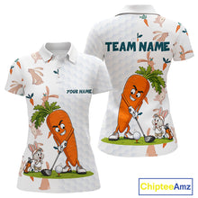 Load image into Gallery viewer, Rabbit Carrot Womens Golf Polo Shirt Funny Golfer Bunny Custom Team Name Jersey NHT892