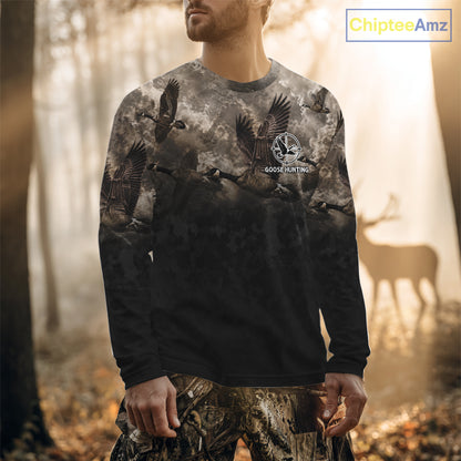 Personalized Goose Hunting Custom Name American Flag Waterfowl Hunter Gift NHT1361