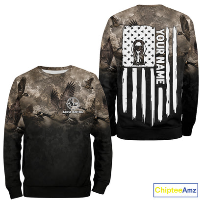 Personalized Goose Hunting Custom Name American Flag Waterfowl Hunter Gift NHT1361