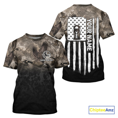 Personalized Goose Hunting Custom Name American Flag Waterfowl Hunter Gift NHT1361