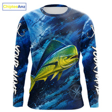 Load image into Gallery viewer, Custom Mahi Mahi Fishing Jersey long sleeve with vibrant mahi mahi graphic and performance fit.