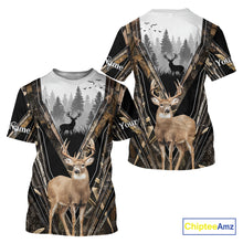 Load image into Gallery viewer, Whitetail Deer Hunting Custom Name Camo Shirt, Deer Hunting Apparel, Hunting Hoodie For Men NHT357