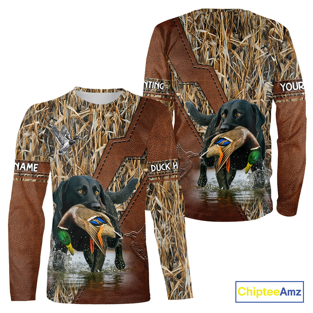 Mallard Duck Hunting With Black Lab Custom Name 3D All Over Print Shirt, Dog Hunting Gifts NHT131