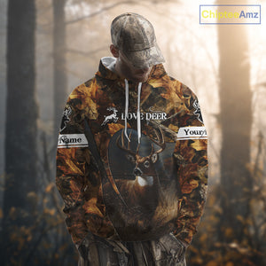 Season Deer Hunting Shirt Brown Camo Fall Pattern 3D Custom Name Clothes For Hunters NHT133