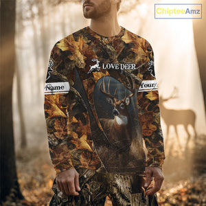 Season Deer Hunting Shirt Brown Camo Fall Pattern 3D Custom Name Clothes For Hunters NHT133