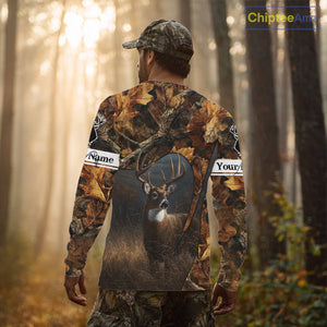 Season Deer Hunting Shirt Brown Camo Fall Pattern 3D Custom Name Clothes For Hunters NHT133
