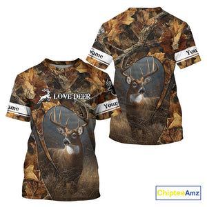 Season Deer Hunting Shirt Brown Camo Fall Pattern 3D Custom Name Clothes For Hunters NHT133