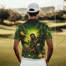 Load image into Gallery viewer, Custom Green Funny Sloth Tropical Mens Golf Polo Shirts, Golf Team Jersey For Men NHT927