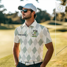 Load image into Gallery viewer, Personalized Raccoon Golfer Polo Shirt Funny Golf Argyle Pattern Custom Name Golf Lover Gift NHT1096