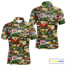 Load image into Gallery viewer, Funny Golf Patchwork Polo Shirt For Men, Personalized Mens Golf Polo Shirt, Vintage Quilt Golf Pattern NHT577