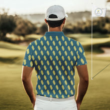 Load image into Gallery viewer, Teal Golf Polo Shirt With Flower Pattern – Lightweight Performance Polo For Men NHT782