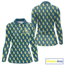 Load image into Gallery viewer, Teal Golf Polo Shirt With Flower Pattern – Lightweight Performance Polo For Womens NHT782