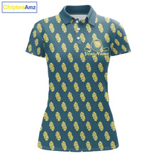 Load image into Gallery viewer, Teal Golf Polo Shirt With Flower Pattern – Lightweight Performance Polo For Womens NHT782