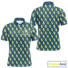 Load image into Gallery viewer, Teal Golf Polo Shirt With Flower Pattern – Lightweight Performance Polo For Men NHT782