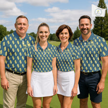 Load image into Gallery viewer, Teal Golf Polo Shirt With Flower Pattern – Lightweight Performance Polo For Womens NHT782