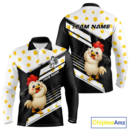 Funny golf polo shirt custom name chicken golf shirt for men