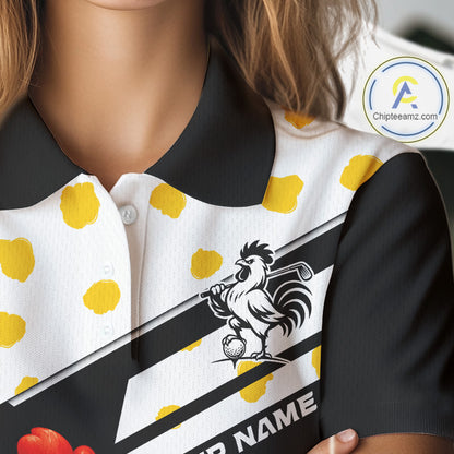 Funny Golf Polo Shirt Custom Name Chicken Golf Shirt For Womens, Funny Golf Shirt For Team  NHT947