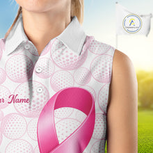 Load image into Gallery viewer, Swing Strong Fight Stronger Pink Ribbon Custom Breast Cancer Ladies Sleeveless Women Golf Polo Shirt NHT796