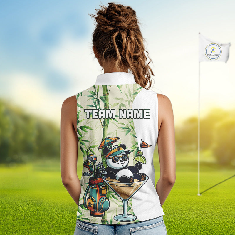 Funny Tropical Bamboo Panda Bear Apparel, Custom Name Performance Golf Jersey For Womens NHT958