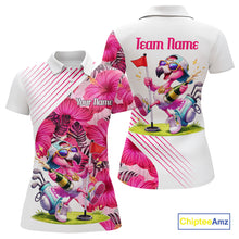 Load image into Gallery viewer, Custom Flamingo Funny Womens Golf Polo Shirt – Personalized Tropical Flower Design NHT595
