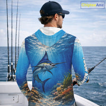 Load image into Gallery viewer, Personalized Offshore Fishing Jerseys, Marlin Fishing Shirts Long Sleeve Hooded For Men NHT822