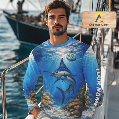 Personalized Offshore Fishing Jerseys, Marlin Fishing Shirts Long Sleeve For Men NHT822