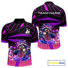 Load image into Gallery viewer, Bowling jersey with raccoon graphic and 'Team Name' text on a white background