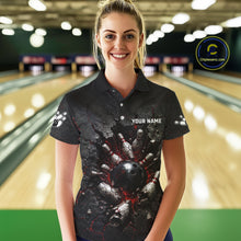 Load image into Gallery viewer, Cracked Wall Bowling Jersey For Womens Bowling Team Shirts Bowling League Polo &amp; 1/4 Zip NHT1150