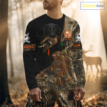 Load image into Gallery viewer, Black Lab Hunting Dog Customized Name All Over Print Shirts For Hunters, Duck Hunting Shirt NHT271