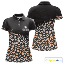 Load image into Gallery viewer, Custom Name Leopard Print Polo Shirt – Stylish Animal Print Golf Polo For Womens NHT855