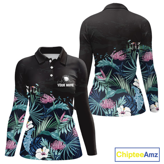 Custom Name Tropical Print Polo Shirt – Stylish Animal Print Golf Polo For Womens NHT856