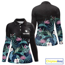 Load image into Gallery viewer, Custom Name Tropical Print Polo Shirt – Stylish Animal Print Golf Polo For Womens NHT856