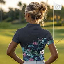 Load image into Gallery viewer, Custom Name Tropical Print Polo Shirt – Stylish Animal Print Golf Polo For Womens NHT856