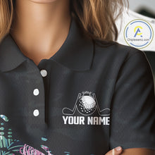 Load image into Gallery viewer, Custom Name Tropical Print Polo Shirt – Stylish Animal Print Golf Polo For Womens NHT856