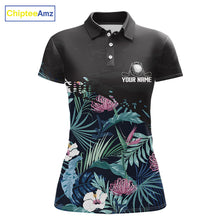 Load image into Gallery viewer, Custom Name Tropical Print Polo Shirt – Stylish Animal Print Golf Polo For Womens NHT856
