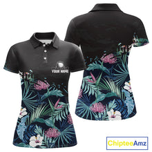 Load image into Gallery viewer, Custom Name Tropical Print Polo Shirt – Stylish Animal Print Golf Polo For Womens NHT856