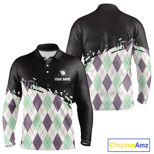 Custom Name Argyle Pattern Print Polo Shirt – Stylish Animal Print Golf Polo For Men NHT857
