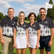 Load image into Gallery viewer, Custom Name Argyle Pattern Print Polo Shirt – Stylish Animal Print Golf Polo For Womens NHT857