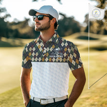 Load image into Gallery viewer, Personalized Classic Argyle Golf Shirt - Custom Team Name Mens Golf Jersey