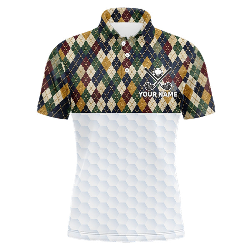 Personalized Classic Argyle Golf Shirt - Custom Team Name Mens Golf Jersey