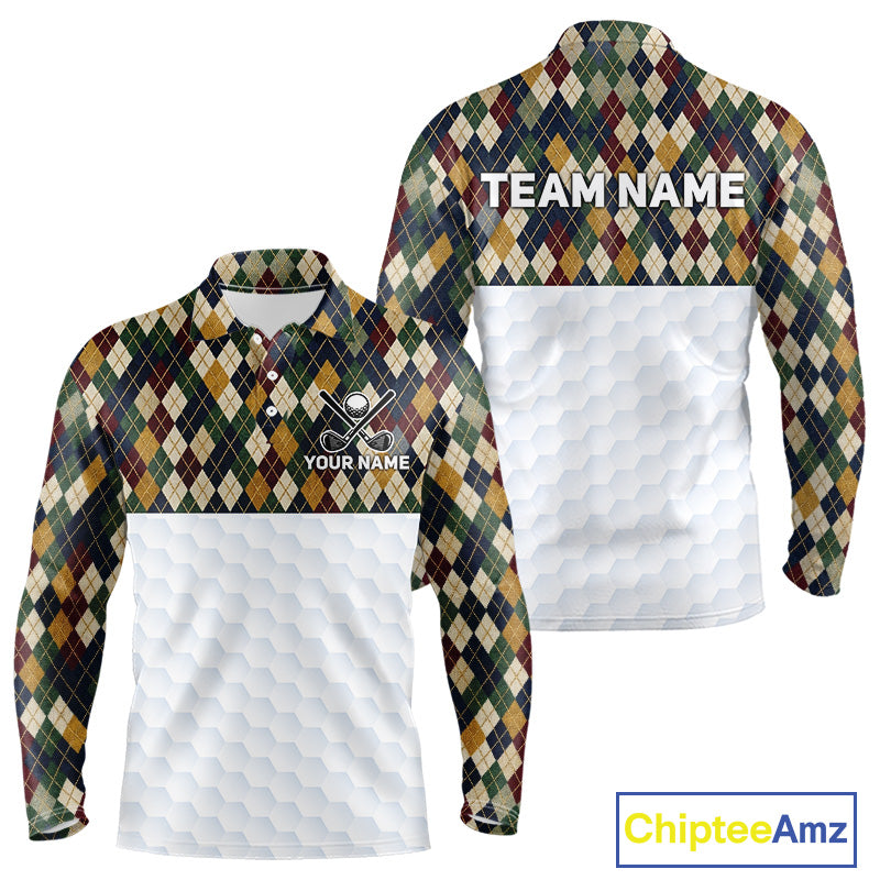 Personalized Classic Argyle Golf Shirt - Custom Team Name Mens Golf Jersey