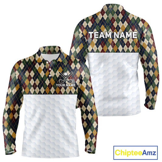 Personalized Classic Argyle Golf Shirt - Custom Team Name Mens Golf Jersey