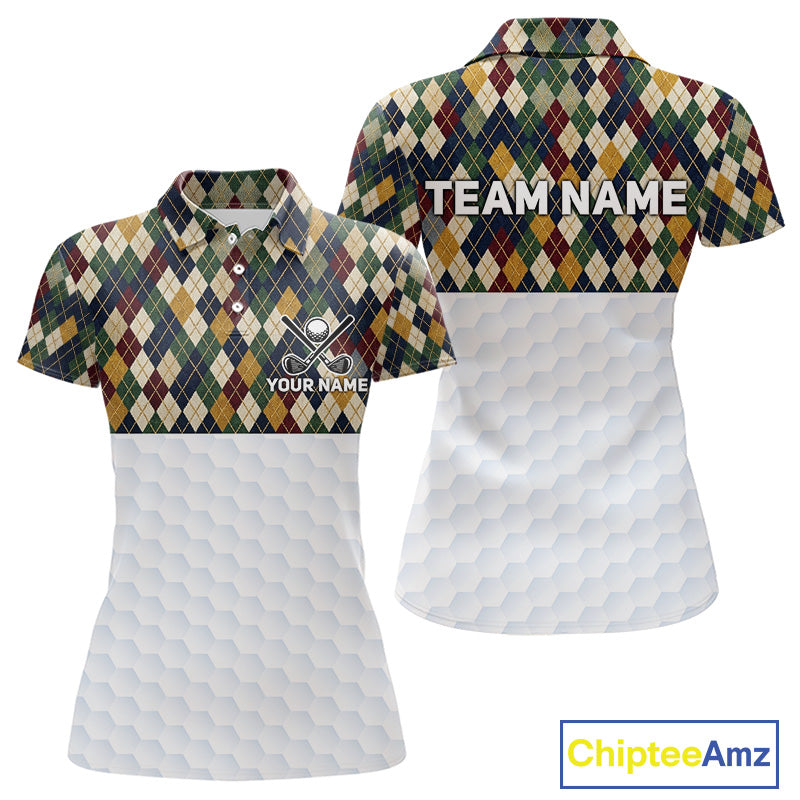 Personalized Classic Argyle Golf Shirt - Custom Team Name Womens Golf Jersey