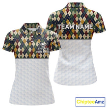 Load image into Gallery viewer, Personalized Classic Argyle Golf Shirt - Custom Team Name Womens Golf Jersey