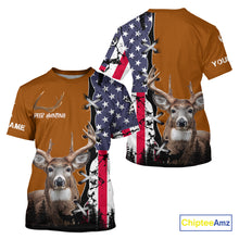 Load image into Gallery viewer, Personalized Orange Deer Hunting 3D Shirt with American Flag Design, Perfect Gift for Hunters NHT280
